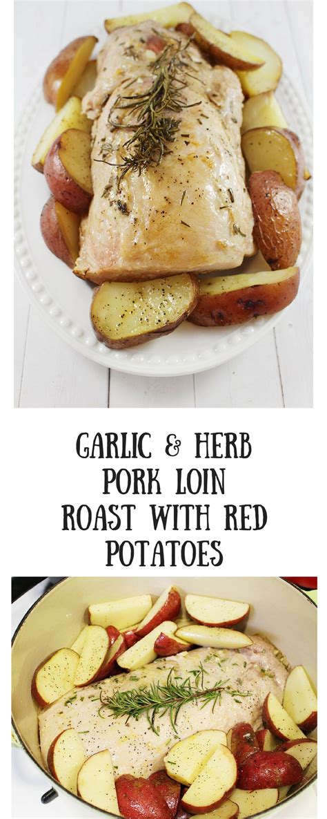 Roughly chop one half of a medium. Garlic & Herb Pork Loin Roast with Red Potatoes - Savvy In ...