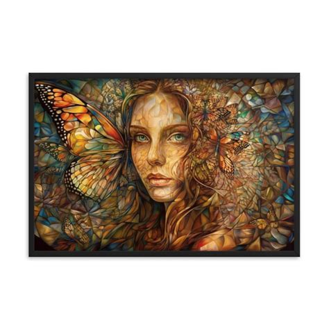 Butterfly Woman Art Colorful Woman Stained Glass Enhanced Etsy