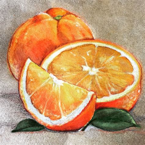 Orange Still Life 7x7 Inches 2015 Still Life Drawing Watercolor