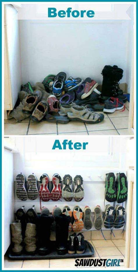 This diy shoe storage cubby can store a lot of shoes. 28 Clever DIY Shoes Storage Ideas That Will Save Your Time