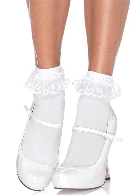 Womens Lace Ruffle Anklet Socks White One Size 714718004402 Ebay