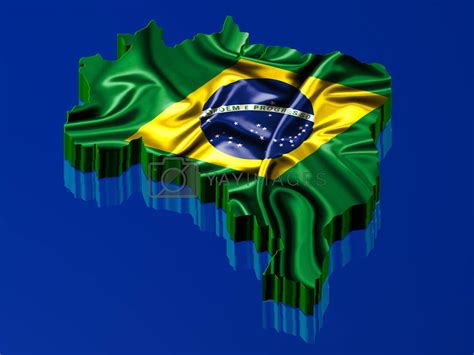 Brazil Map Rendered With Brazilian Flag By Marphotography Vectors