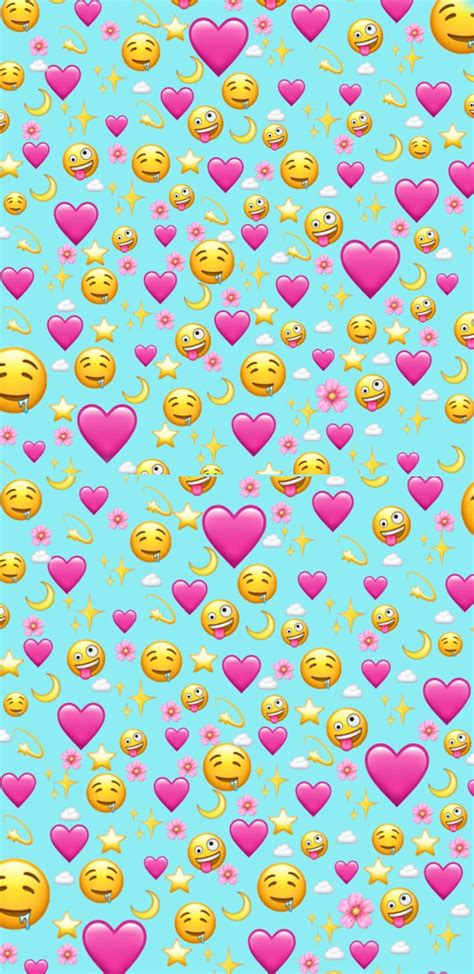 1920x1080px 1080p Descarga Gratis Patrón Emojis Amor Azul