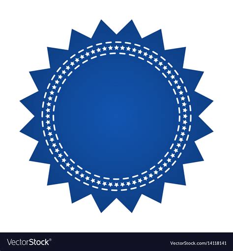 Embroidered Blue Round Ribbon Stamp Isolated Vector Image