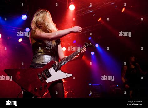 Klara Force Guitarist Of The Swedish All Female Heavy Metal Band Stock