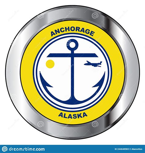 Anchorage Alaska City Flag Button Stock Vector Illustration Of