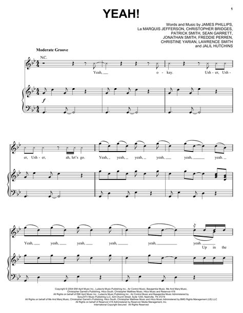 usher featuring lil jon and ludacris yeah sheet music notes download printable pdf score 181338