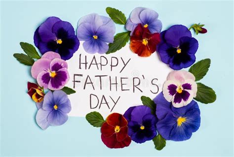 Fathers Day Card With Violet Flower Arrangement Stock Photo Image Of