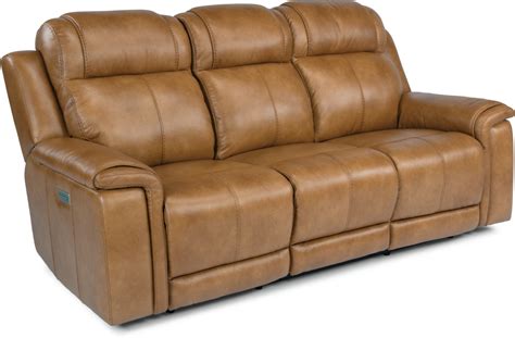 Flexsteel Living Room Power Reclining Sofa With Power Headrests And