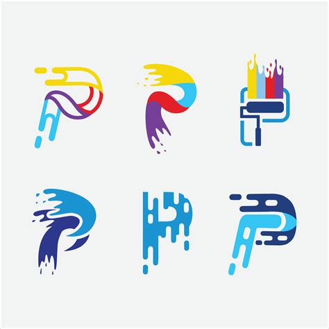 Set Of Letter P Paint Roller Logo Design Vector Graphic Icon 7319138