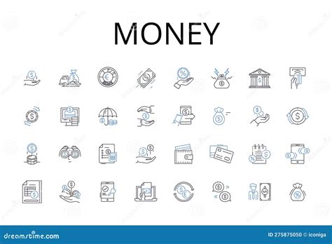 Money Line Icons Collection Wealth Currency Cash Dough Bucks