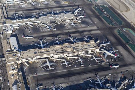 Aerial Los Angeles International Airport Terminals Editorial