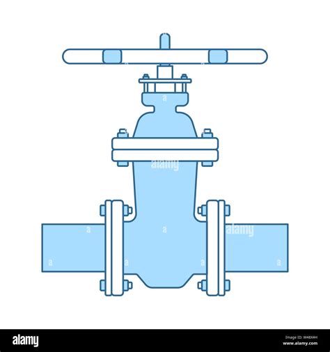 Pipe Valve Icon Thin Line With Blue Fill Design Vector Illustration