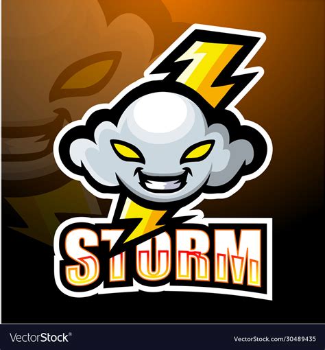 Storm Cloud Mascot Esport Logo Design Royalty Free Vector