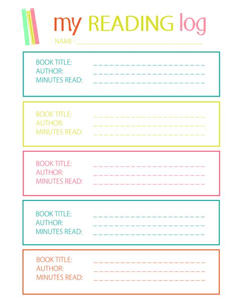 Printable Reading Log For Elementary Kids