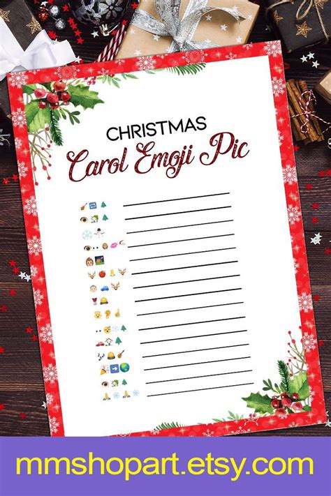 Christmas Carol Emoji Pictionary Gamechristmas Printable Etsy