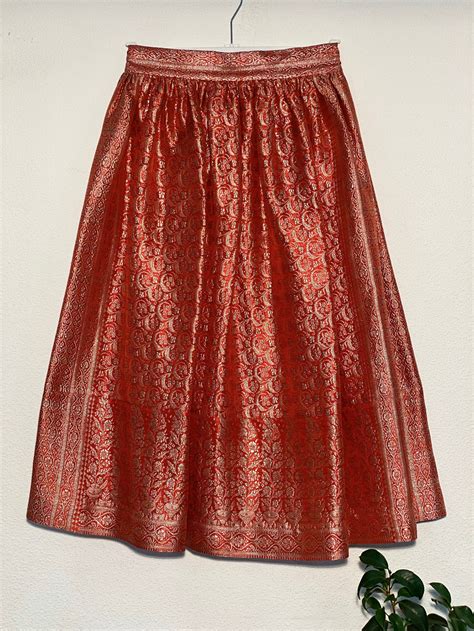 Red Silk Skirtmidi Skirtm Sizebridesmaid Skirt Etsy