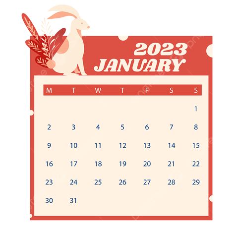 Kalender Januari 2023 Kalender Bulanan 2023 Kalender Png Dan Vektor