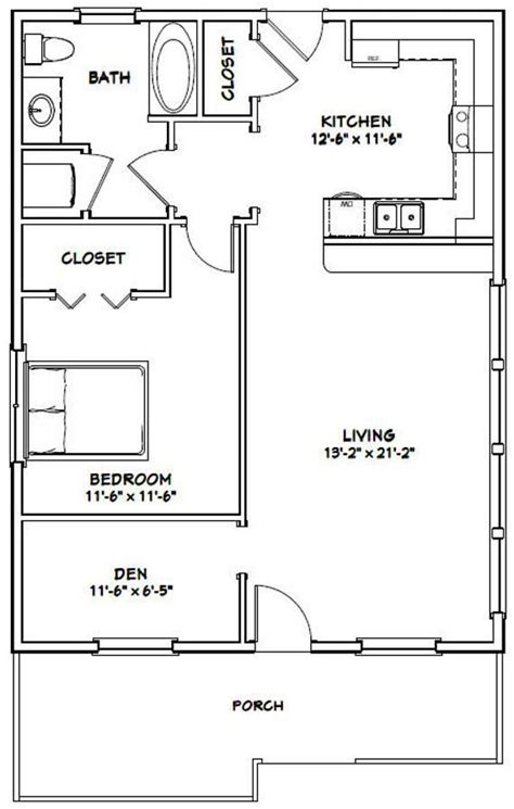 1 Bedroom 1 Bath Model 1e 24x32 House Pdf Floor Plan 768 Sq Ft Home