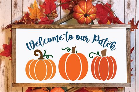 Fall Pumpkin Welcome Round Sign Svg File 9de