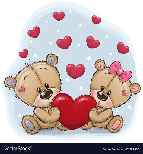 Cute Teddy Bears With Heart Royalty Free Vector Image