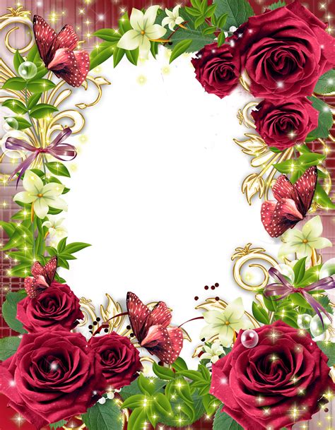 A picture frame is a simultaneously protective and decorative edging for a picture, such as a painting or photograph. Transparent PNG Photo Frame with Red Roses | Gallery ...