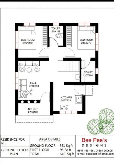 649 Sqft Low Budget 2 Bedroom Home Design And Free Plan From Bee Pees