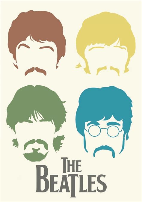 The Beatles Members Heads Faces Artwork Music Band Art Print Premium