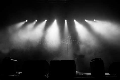 Stage In Lights Black And White Stock Photo Image Of People Live