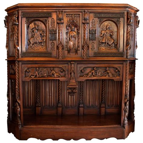 Antique European Gothic Hand Carved Walnut Cabinet At 1stdibs Antique