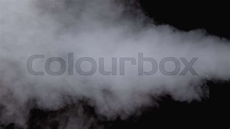 White Water Vapor Jet Of Vapour Steam On Black Background Slow Motion