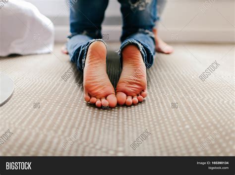 barefoot girl kneels image and photo free trial bigstock