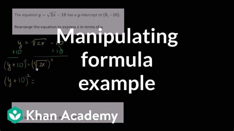 Manipulating Formula Example Linear Equations Algebra I Khan