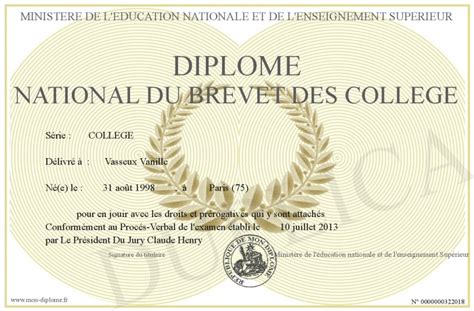 Diplome National Du Brevet Des College