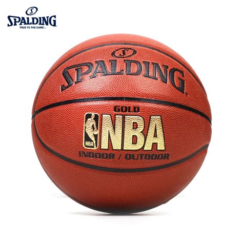 Original Spalding Nba Logo Gold Basketball Pu No 7 Standard Mens