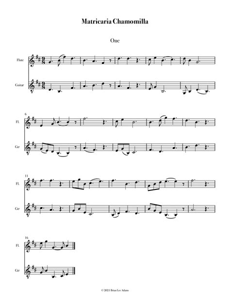 Matricaria Chamomilla Sheet Music Brian Lee Adams Instrumental Duet