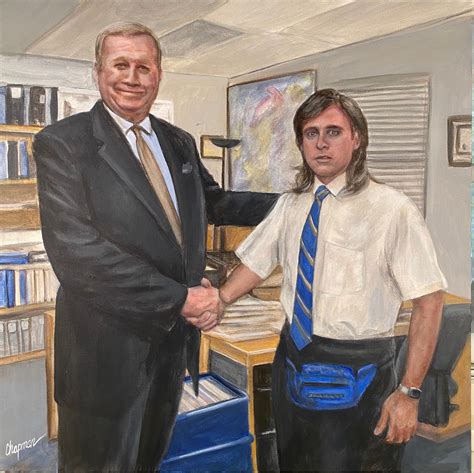 Original Acrylic Painting Michael Scott From The Office Shaking Hands