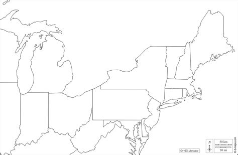 A Blank Map Of The Northeast United States