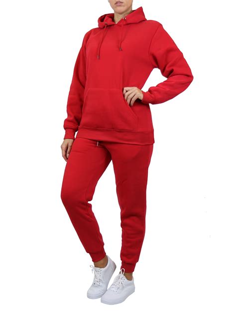 Womens Loose Fit Fleece Lined Pullover Hoodie And Jogger 2 Piece Set S