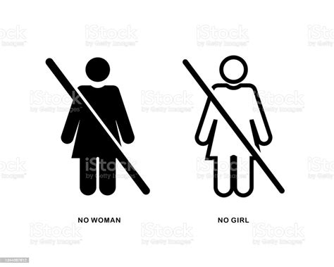 No Woman Sign Symbol No Girl Design Concept Stock Illustration