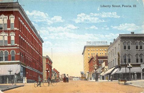 Peoria Illinois Liberty Street Scene Historic Bldgs Antique Postcard