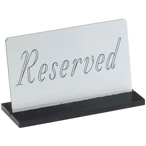 5w X 1d X 3h Black Base Signage Reserved Silver 4 Signs Tags Table