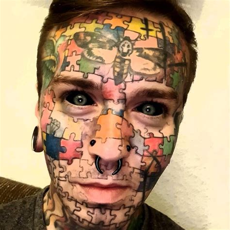 ‘human Puzzle Turns His Face Into Board Game Spending €15000 On