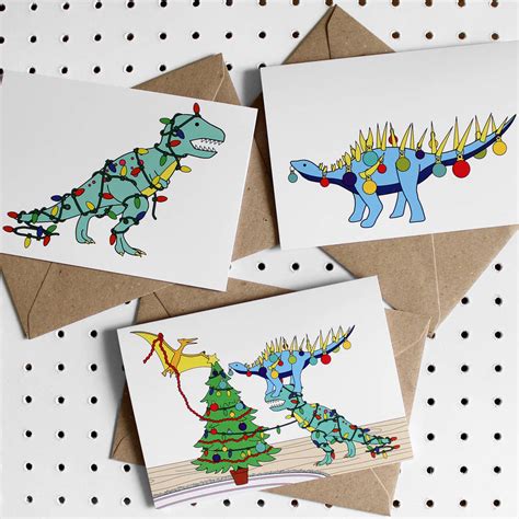 Deck The Dinos Dinosaur Christmas Greeting Card Pack By Dinosaurs Doing