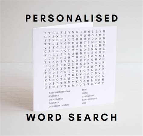 Word Search Large Font Card Personalised Words Gamer Etsy