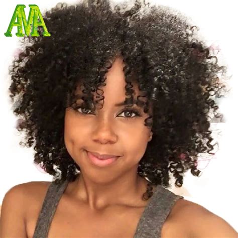 Layered Short Afro Kinky Curly Wig Virgin Human Hair Glueless Lace