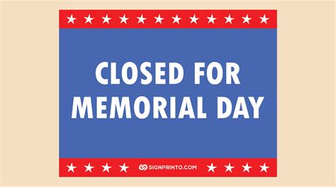Printable Memorial Day Closed Sign Ensure Your Closure Message Is