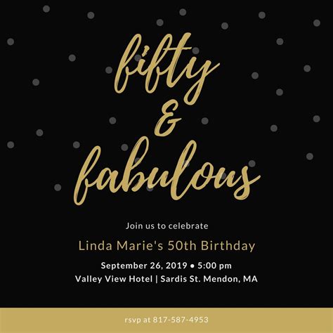 Black And Gold 50th Birthday Invitation Templates Editable With Ms 963