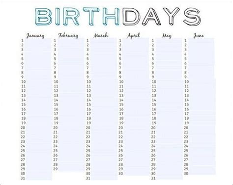 Birthday Calendar Templates PSD PDF Excel Free Premium Templates