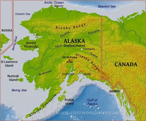 Physical Map Of Alaska